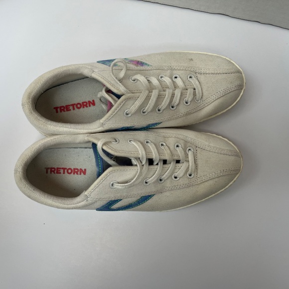 Rare TRETORN Vintage 90s Women's Canvas White / Multicolour Nylite Runners, 7.5 - Picture 10 of 10